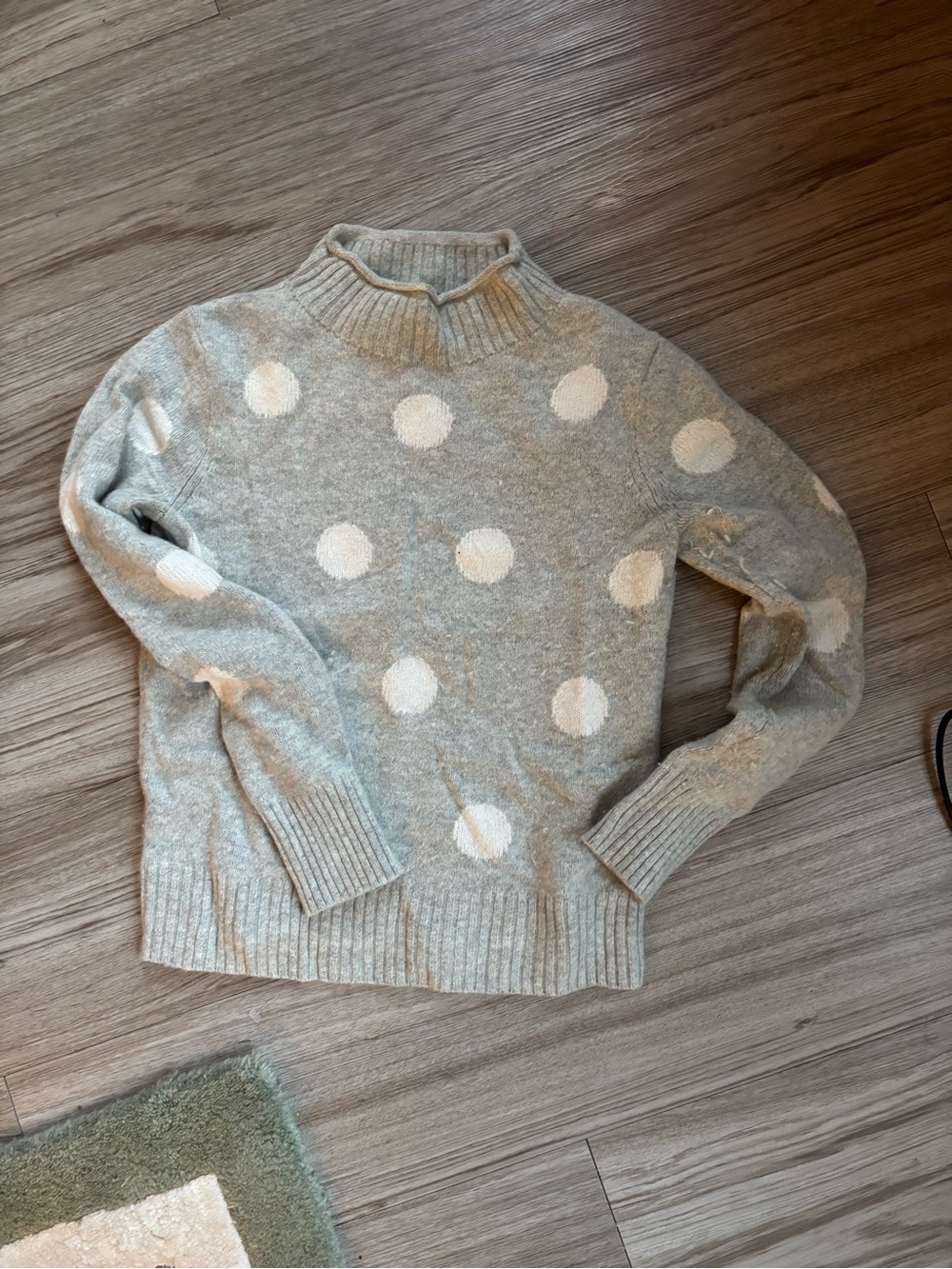 J. Crew Gray Sweater with Cream Polka Dots